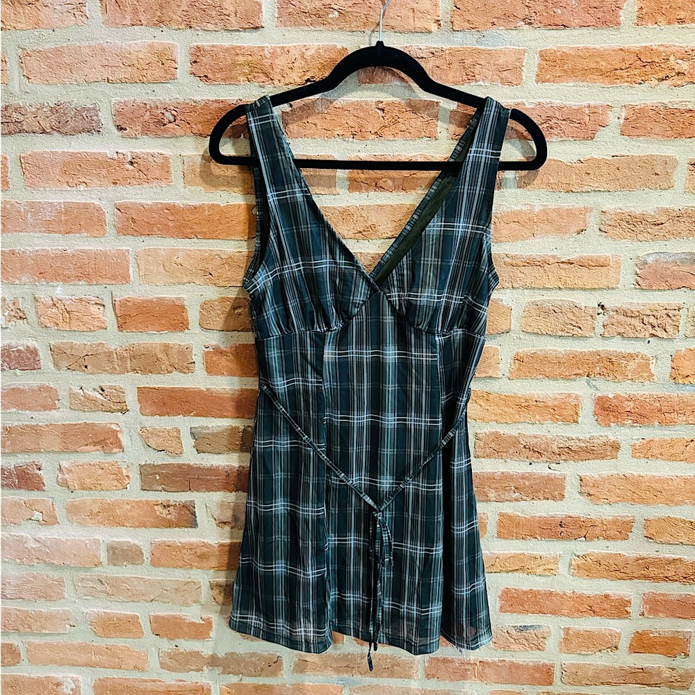 Cider V-neck Check Mini Dress